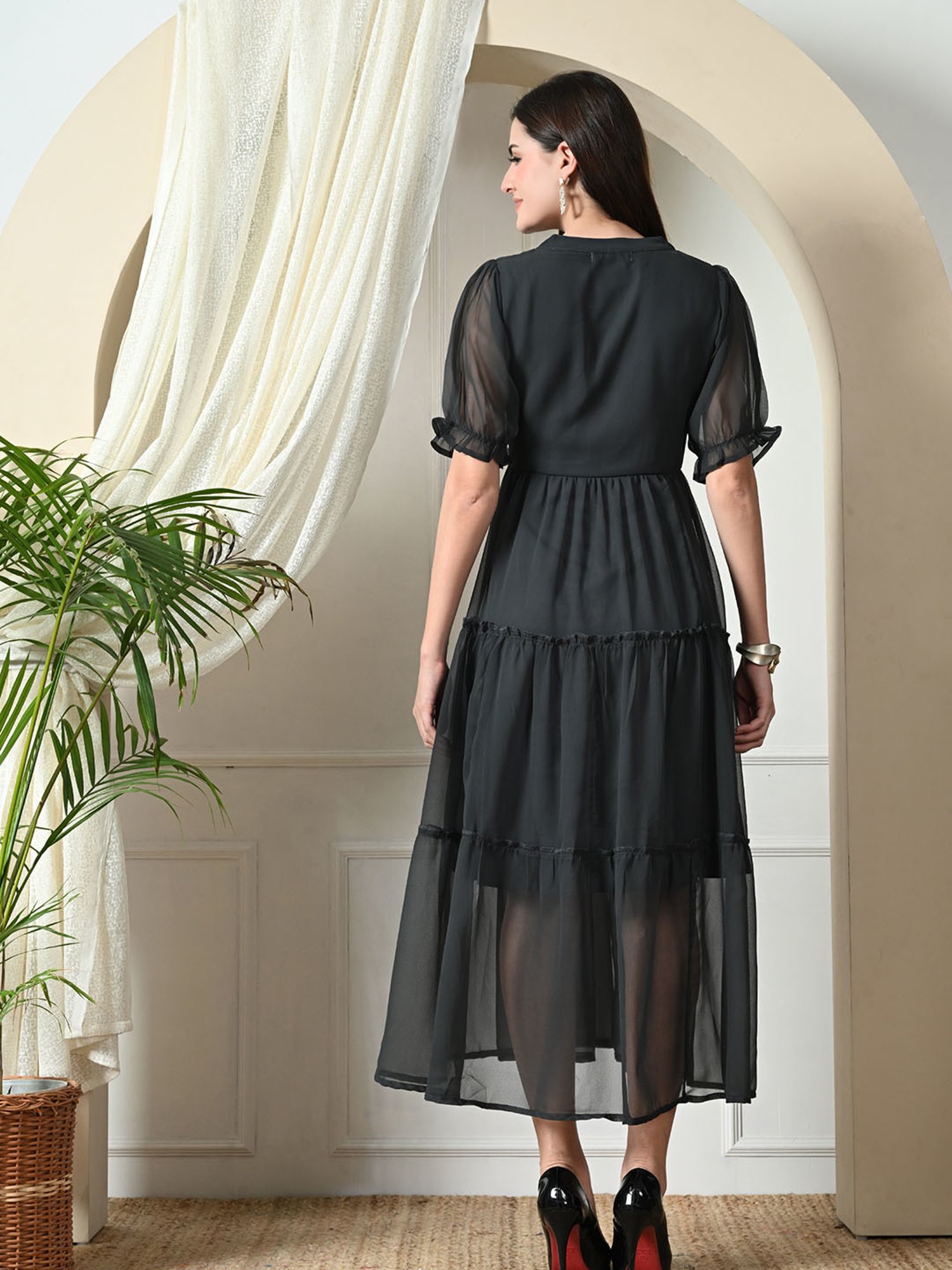 DECKEDUP Grey Relaxed Fit Midi Dress