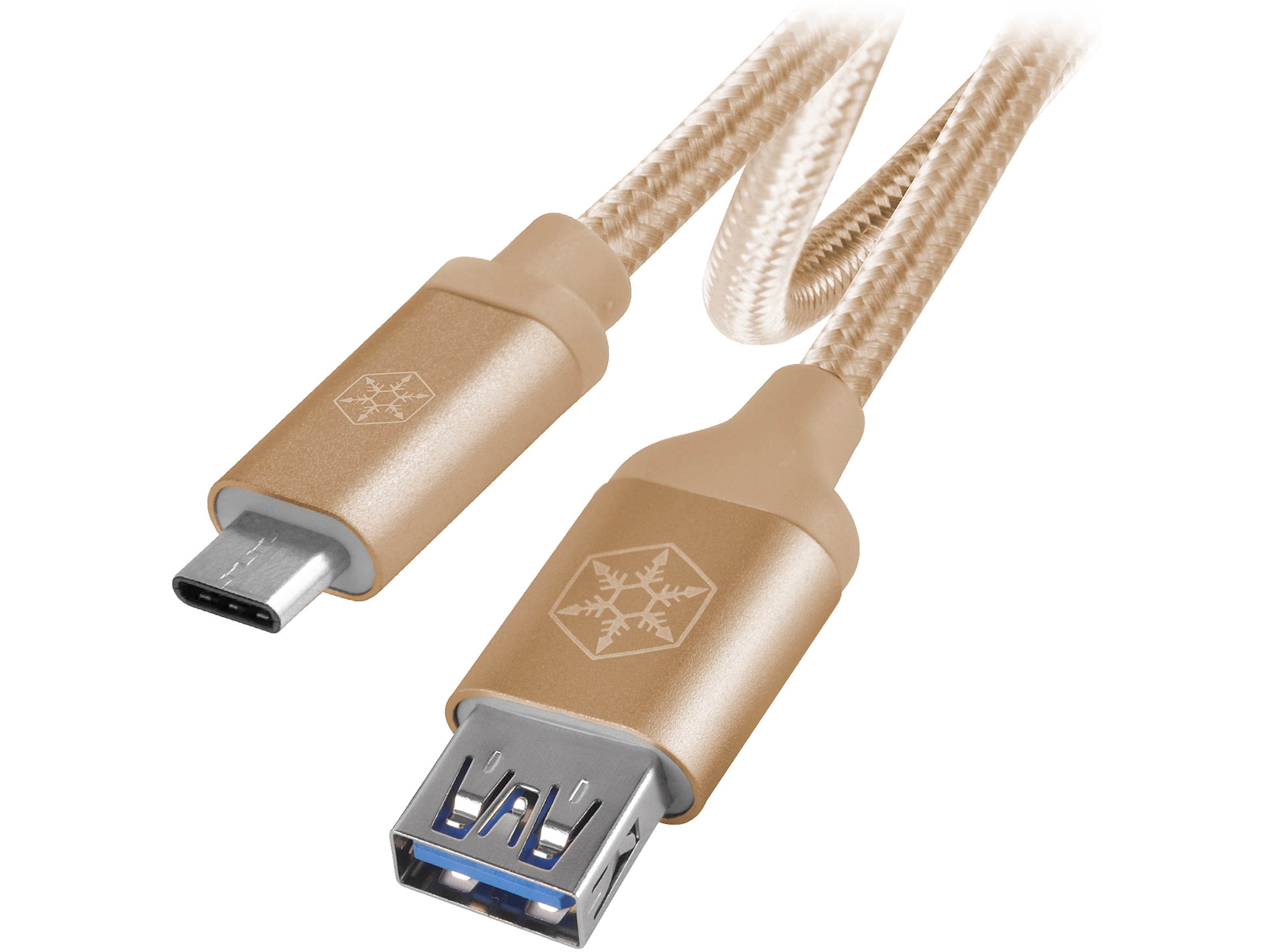 Silverstone CPU05G-500 USB-C to USB TYPE-A female cable, 0.5 meter, Nylon Braided and aluminum shell