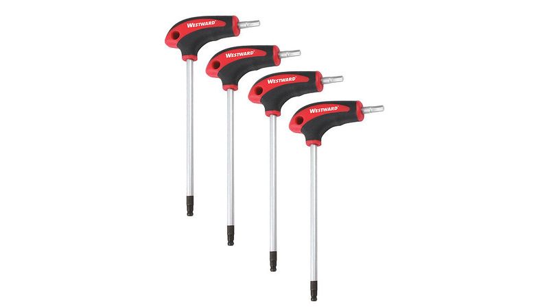 WESTWARD 40WZ12 Metric Plain Ball Hex Key, 4 mm Tip Size, 4 1/4 in Long