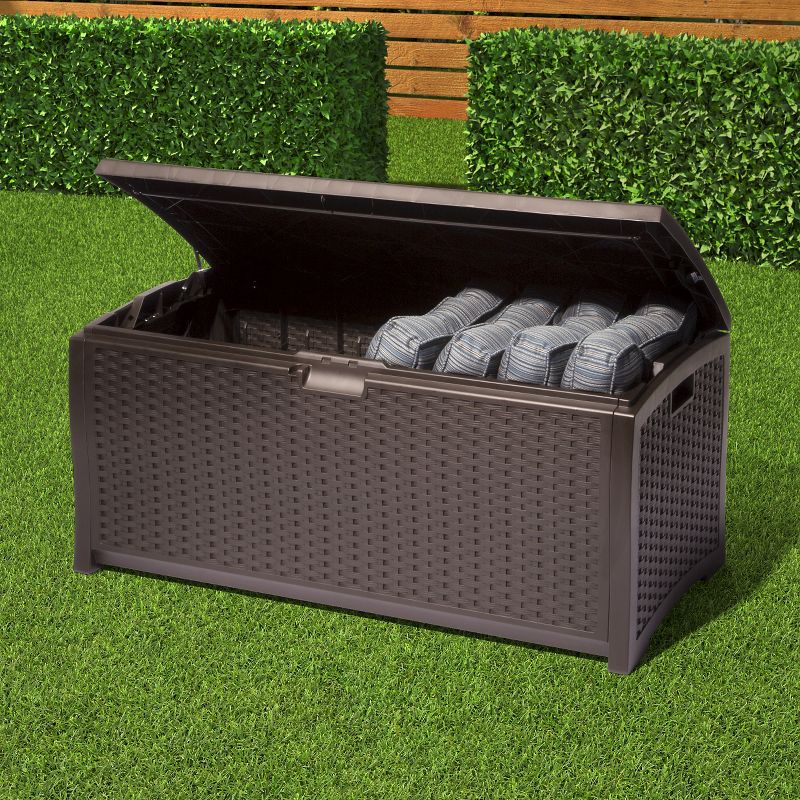 Resin Wicker Deck Box 73 Gallon - Brown - Suncast
