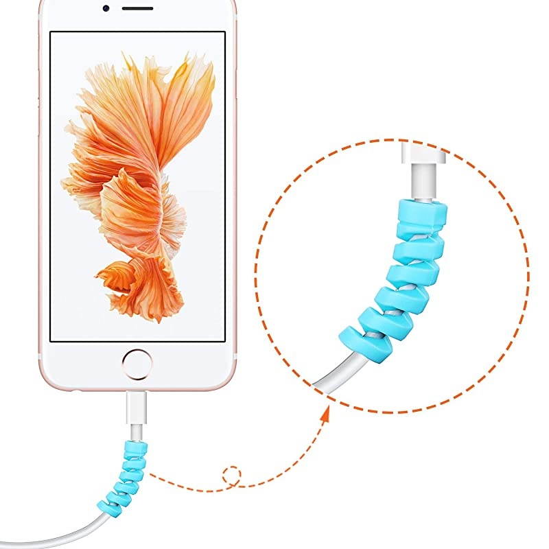 Pieces Charger Cable Saver Mouse Cable Protector Silicone Flexible Cable Wire Protector Management Organizer Spiral Cable Protector in 6 Colors for All Cellphone Data Lines