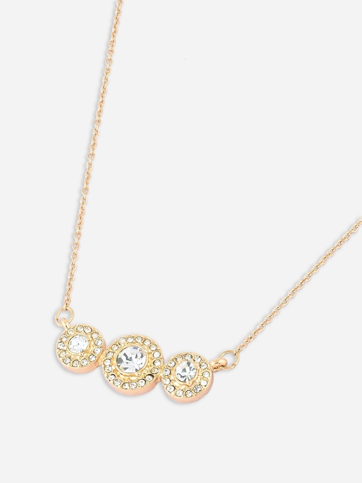 Toniq Gol-Plated Floral Cz Stone Studded Charm Necklace