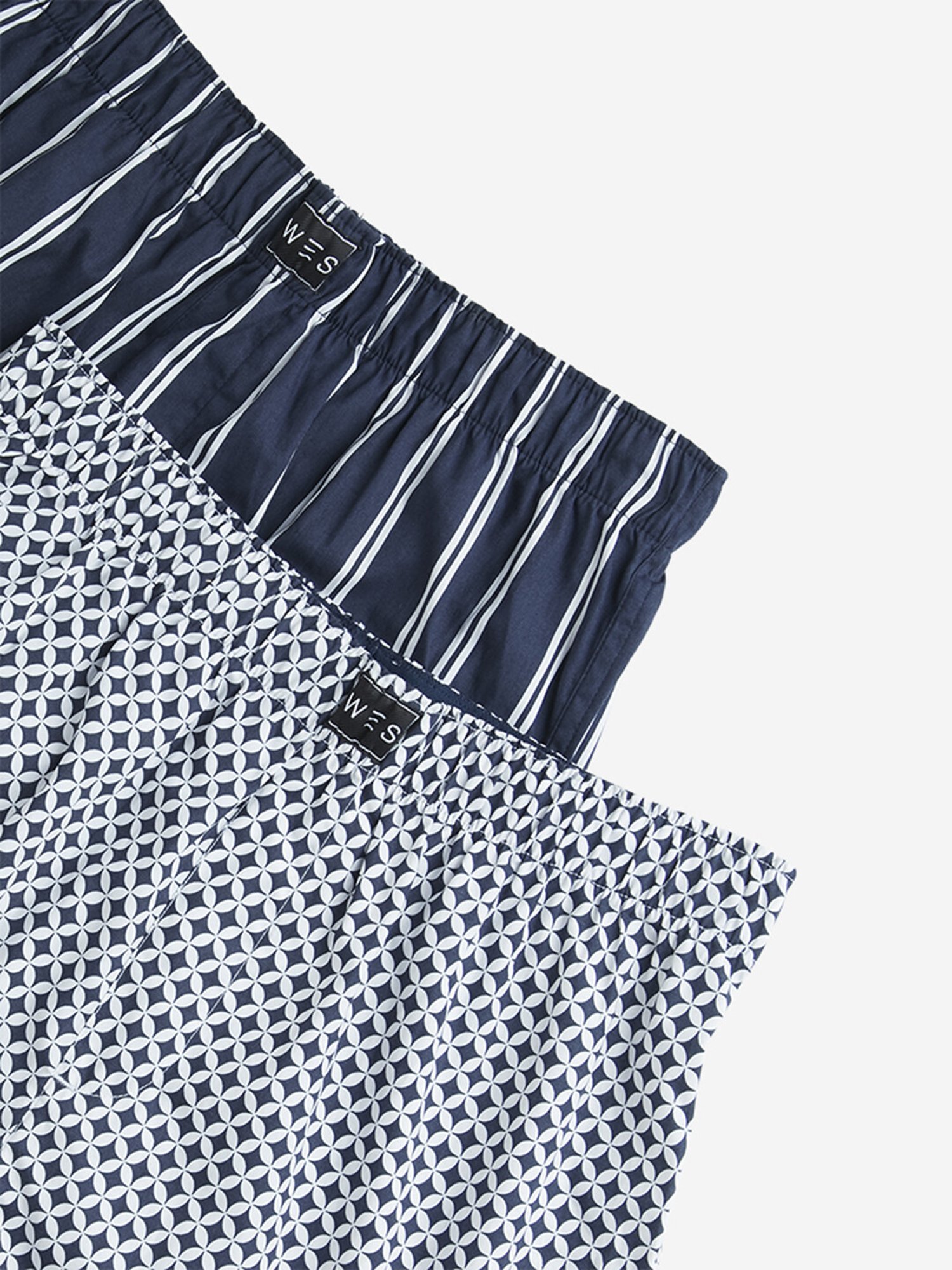 WES Lounge by Westside Blue Printed Cotton Boxers - Pack of 2