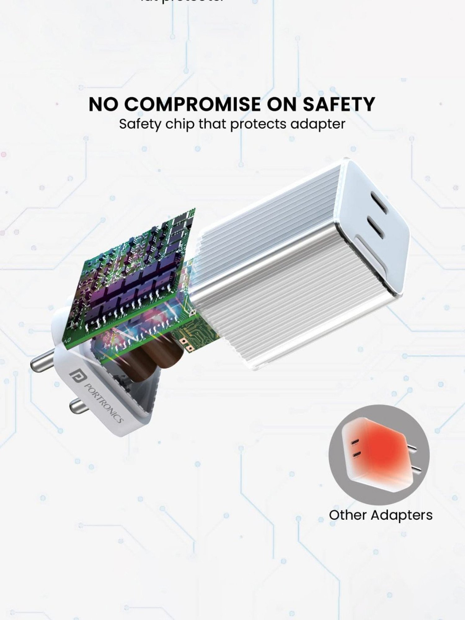 Portronics Adapto 4 Dual Ports High Power PD Charger with Supports Laptop Charging (White)