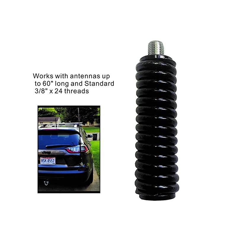SS-3H CB Antenna Spring,Stainless Steel Heavy Duty CB Radio Antenna Mount Spring,Spring to fit Mobile/in-Vehicle CB Radio Antenna Mount up to 60" Long and 3/8" X 24 Thread(Black)