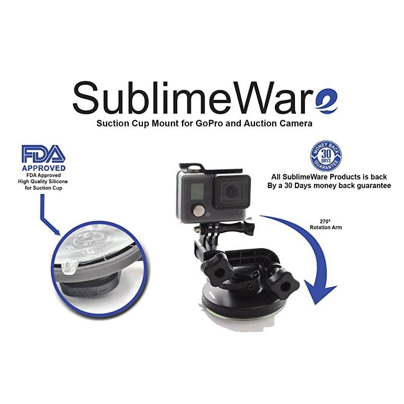 Suction Cup for Gopro Mount Car Windshield Window Vehicle Boat Camera Holder for Gopro Suction Cup Mount gopro Windshield Mount Hero2 Hero3 Hero3+ Hero4 Hero5 Hero6 Black Session HD by