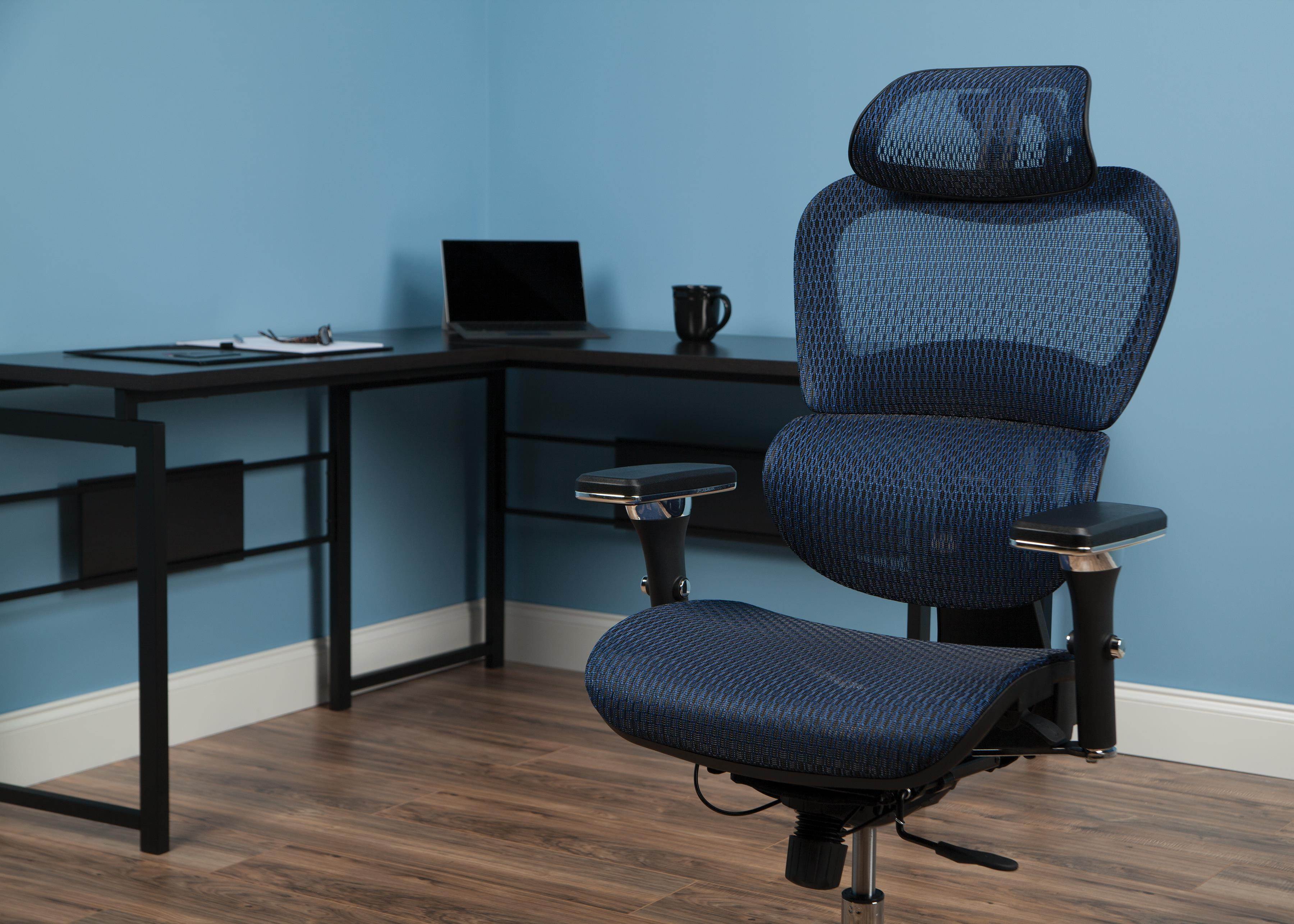 OFM Ergo Office Chair featuring Mesh Back and Seat with Optional Headrest, in Blue (540-BLU)