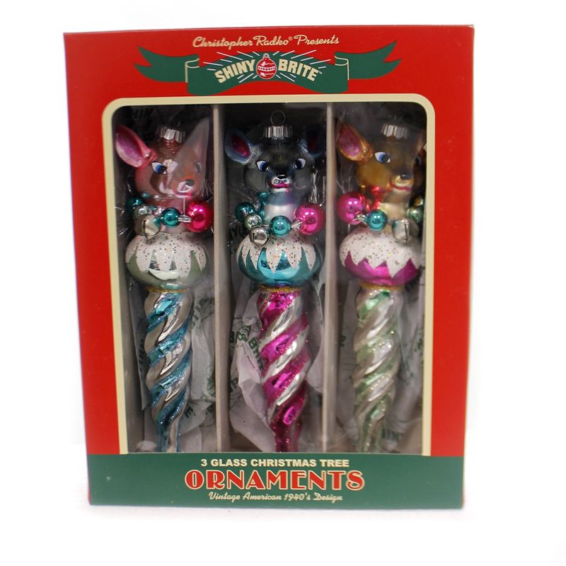 Shiny Brite 6.5" Vc Figure Icicles Reindeer Ornaments  -  Ornament Sets