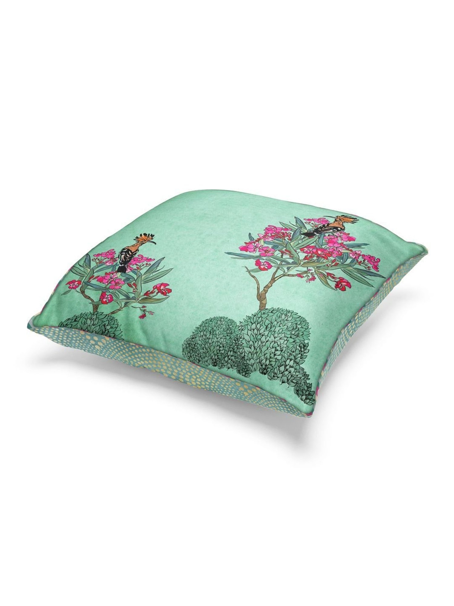 Bianca Floral Green Microfibre Cushion Cover