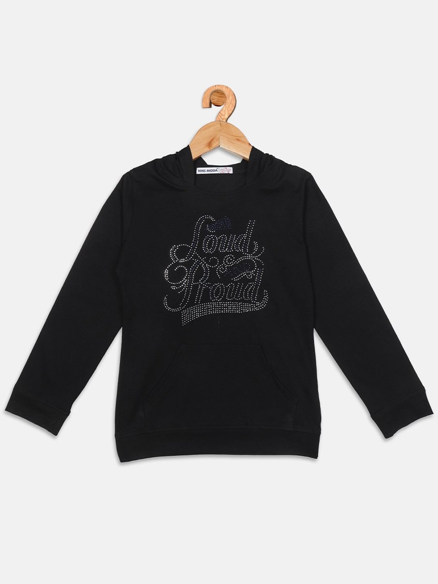 NINS MODA Kids Black Sequence Full Sleeves Top