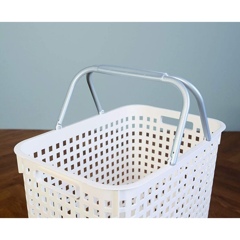 Like-it 12 x 19 x 15 Inch Large Midcentury Modern Scandinavian Style Square Durable Plastic Home Organizing Storage Basket, White