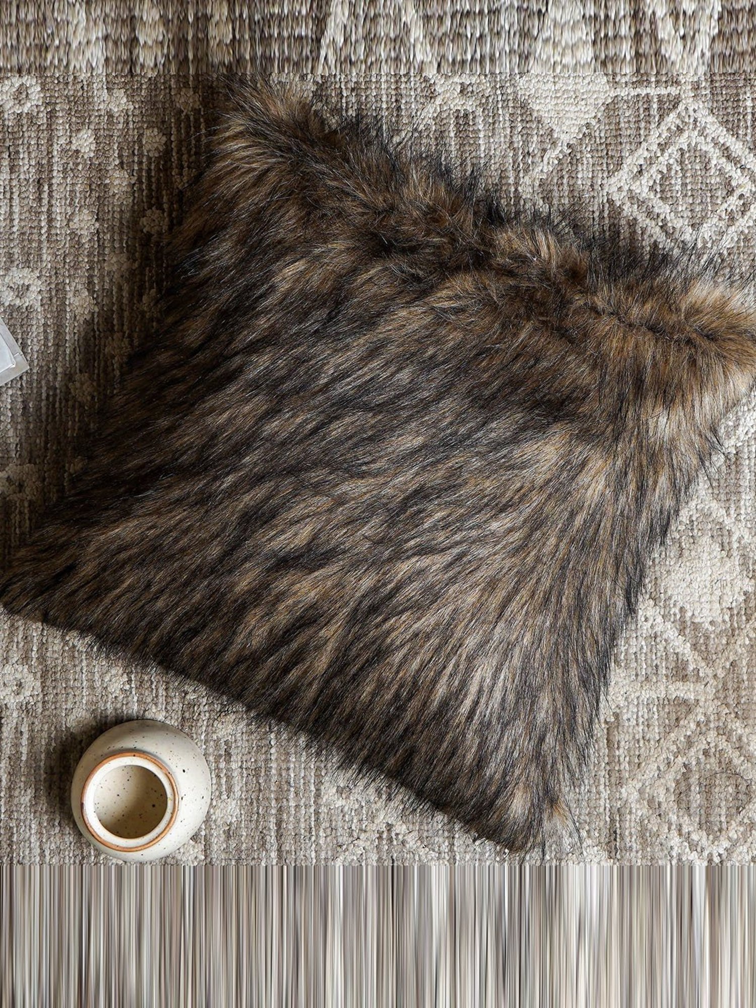 The Artment BrushedDreams Faux Fur Cocoa Brown Cushion Cover (Set of 2)