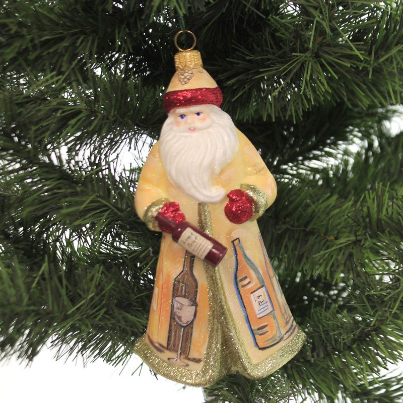 Joy To The World 6.5" Vineyard Santa Ornament Glitterazzi Wine Vino  -  Tree Ornaments
