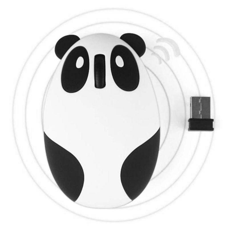 2.4GHz Wireless Mouse Optical Panda Computer Mouse Cartoon Animal USB Rechargeable Mouse for PC Pink White