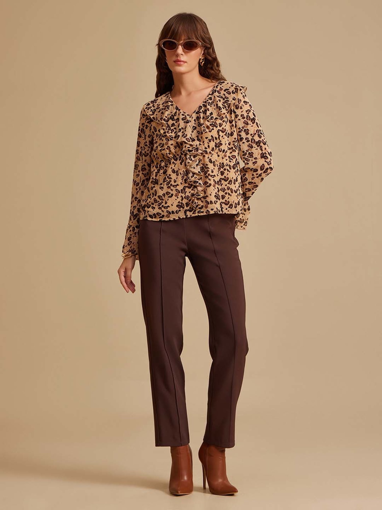 Kazo Beige Printed Top