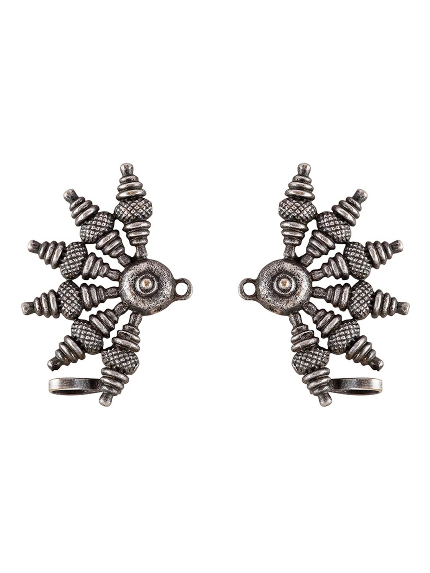 Teejh Ethnic Aabirani Silver Oxidized Ear Jacket Earring