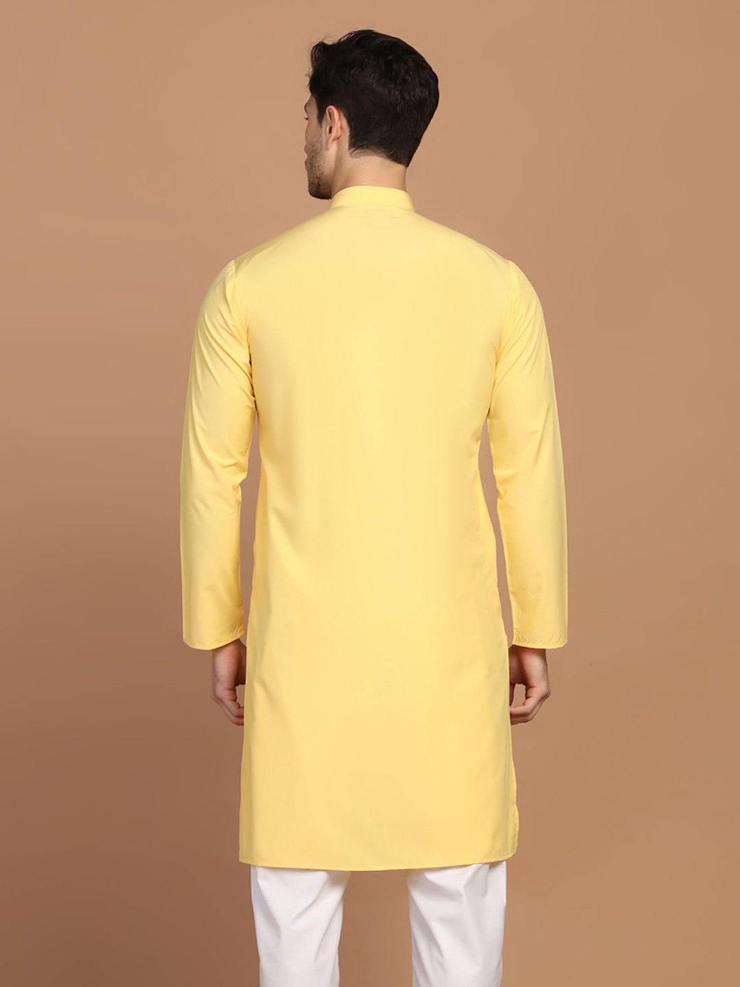 Manthan Fawn & White Regular Fit Kurta