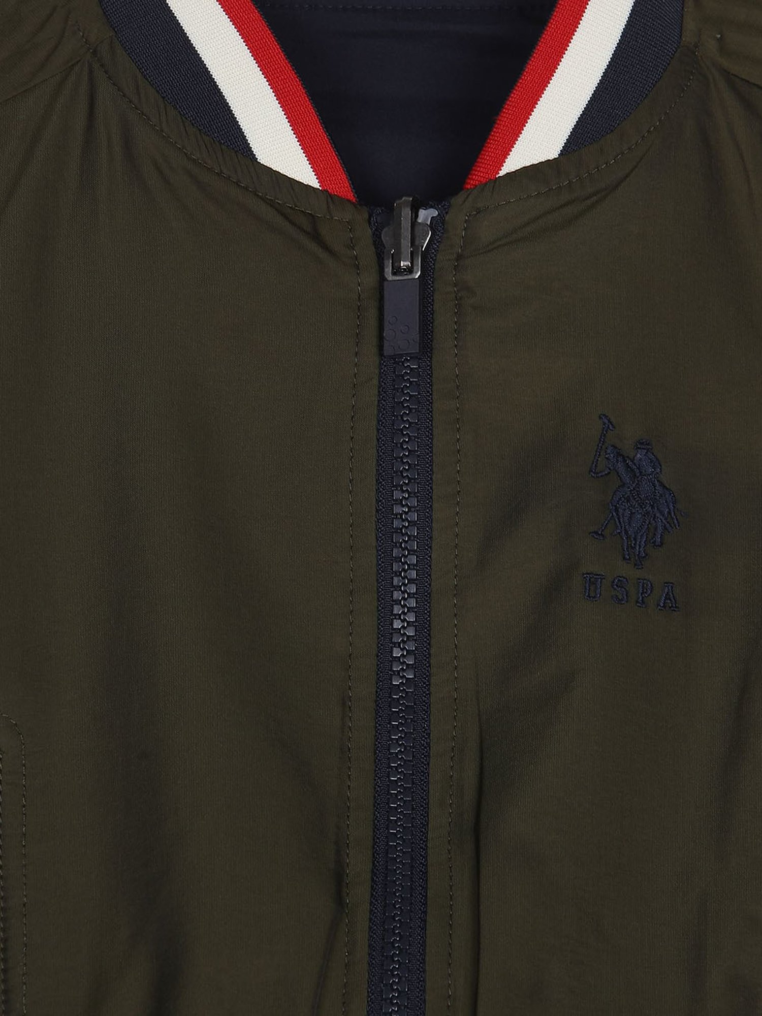 U.S. Polo Assn. Kids Olive & Navy Solid Full Sleeves Reversible Jacket