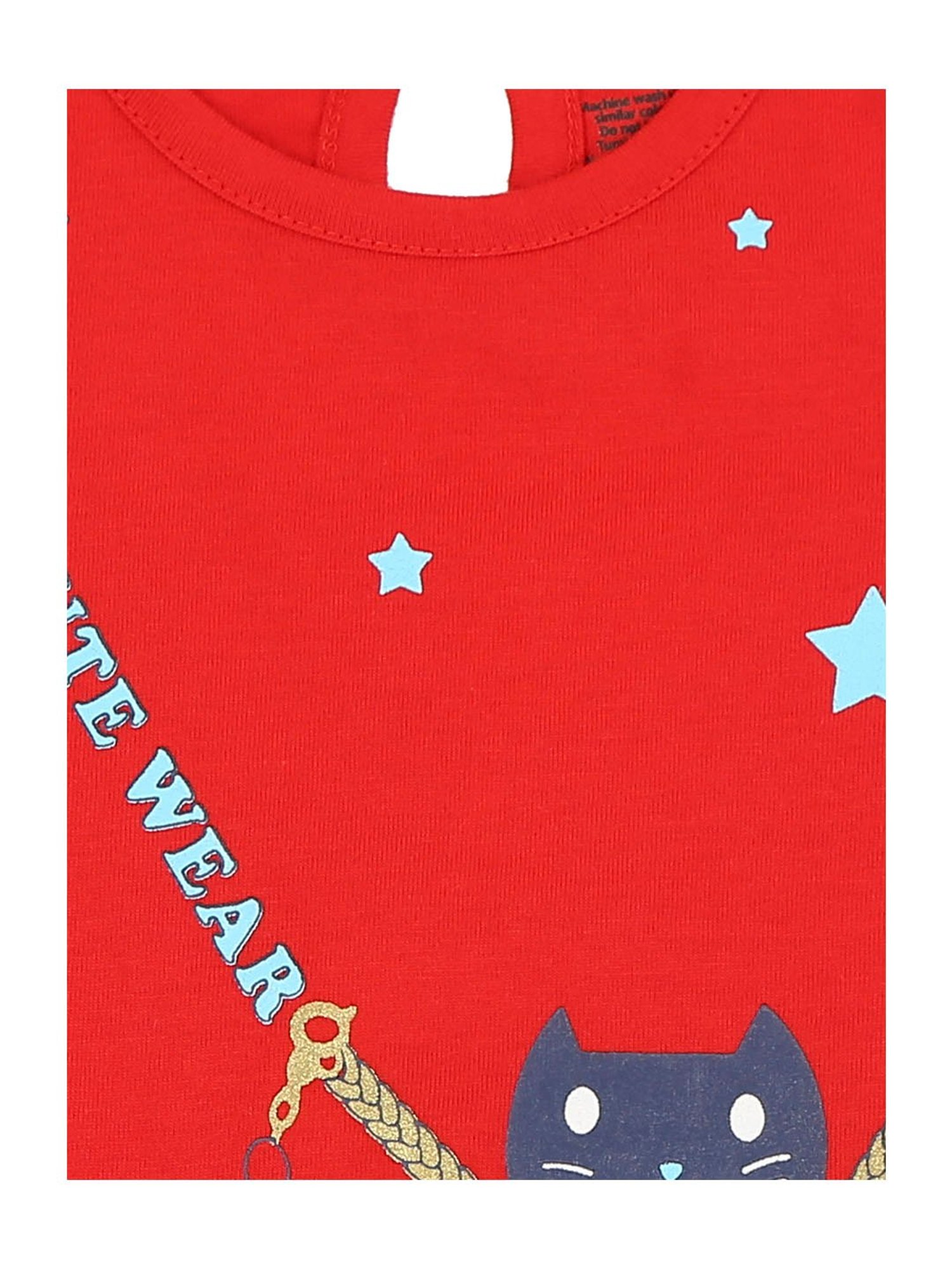 Mee Mee Kids Red & Blue Embellished Top with Skirt