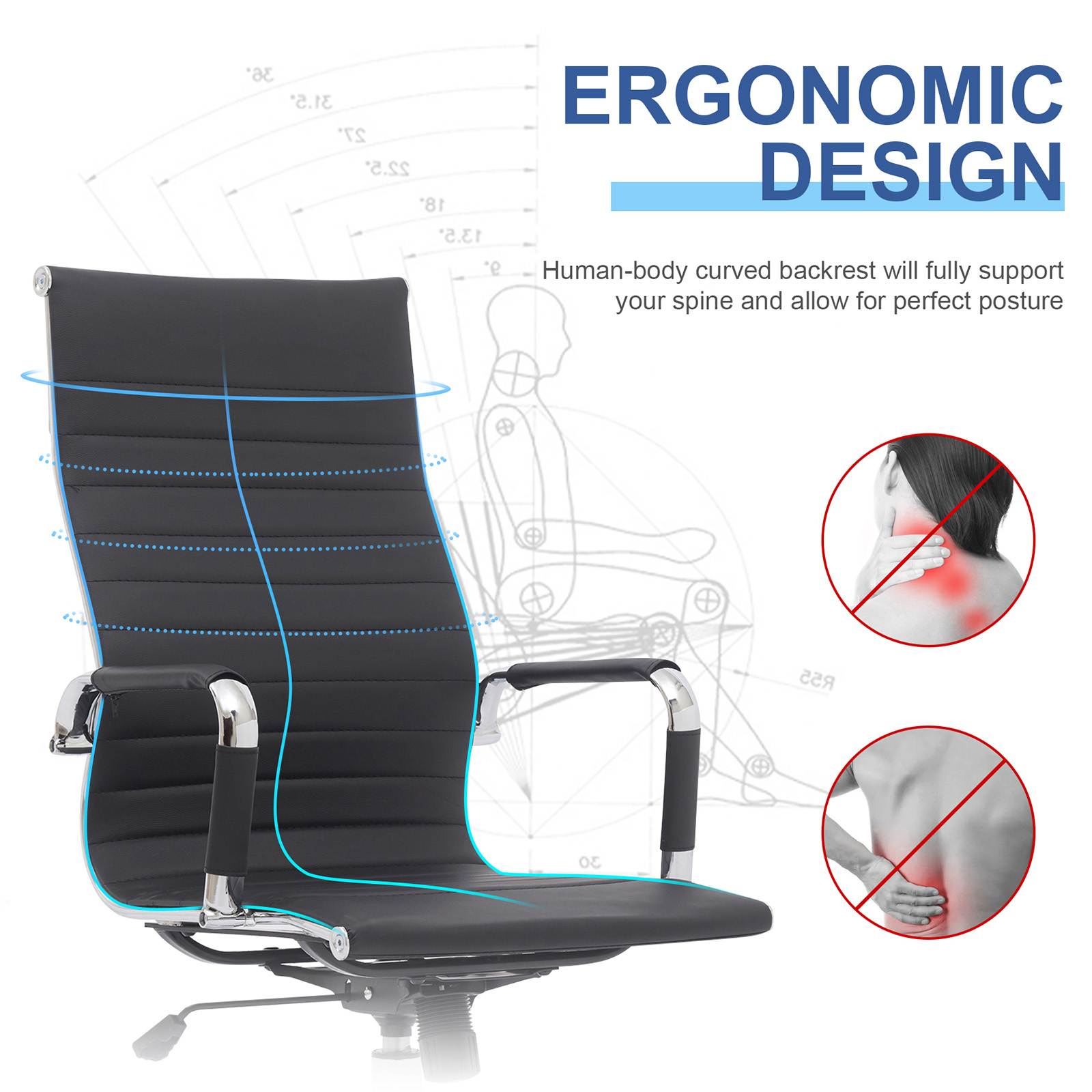 YOUTHUP Office Chair Functional Ergonomic Leather Office Chair Swivel Rolling Computer Desk Chair with Lumbar Support,Beige