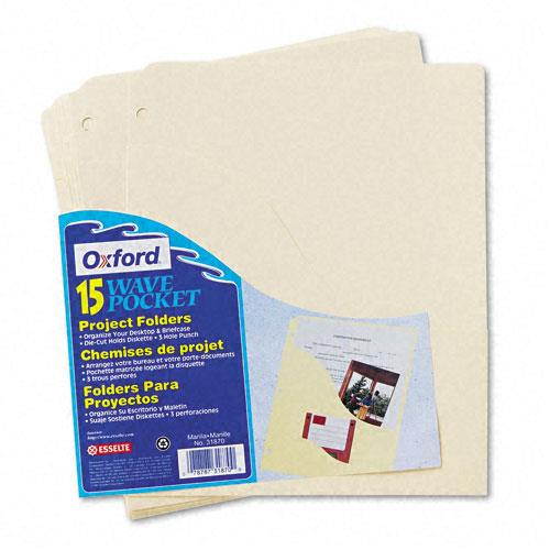 Pendaflex Essentials Wave Slash Pocket Project Folders 3 Holes Letter Manila 15