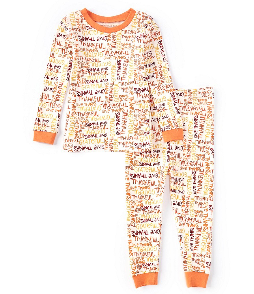 Burt's Bees Baby 12-24 Months Long-Sleeve Thankful Printed 2-Piece Pajama Set