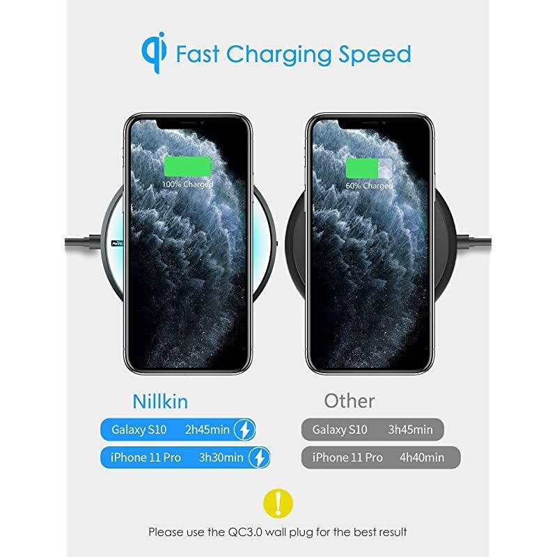 Wireless Charger 10W Fast Qi Wireless Charging Pad Colorful LED Light 75W Compatible with iPhone 1111 Pro11 Pro MaxXs MaxXSXRX8 Plus10W for Samsung Galaxy S20S10S10 PlusNote 10