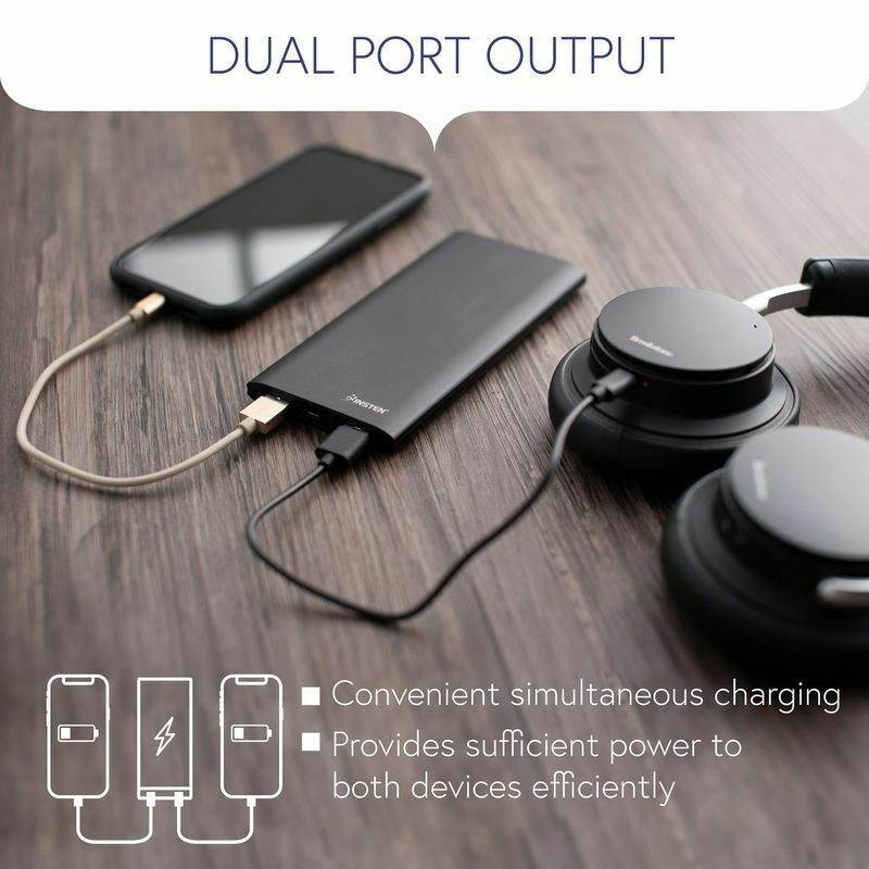 Powerbank 10000mAh with 2 Port for iPhone 11 Pro Max Universal Cell Phone Black