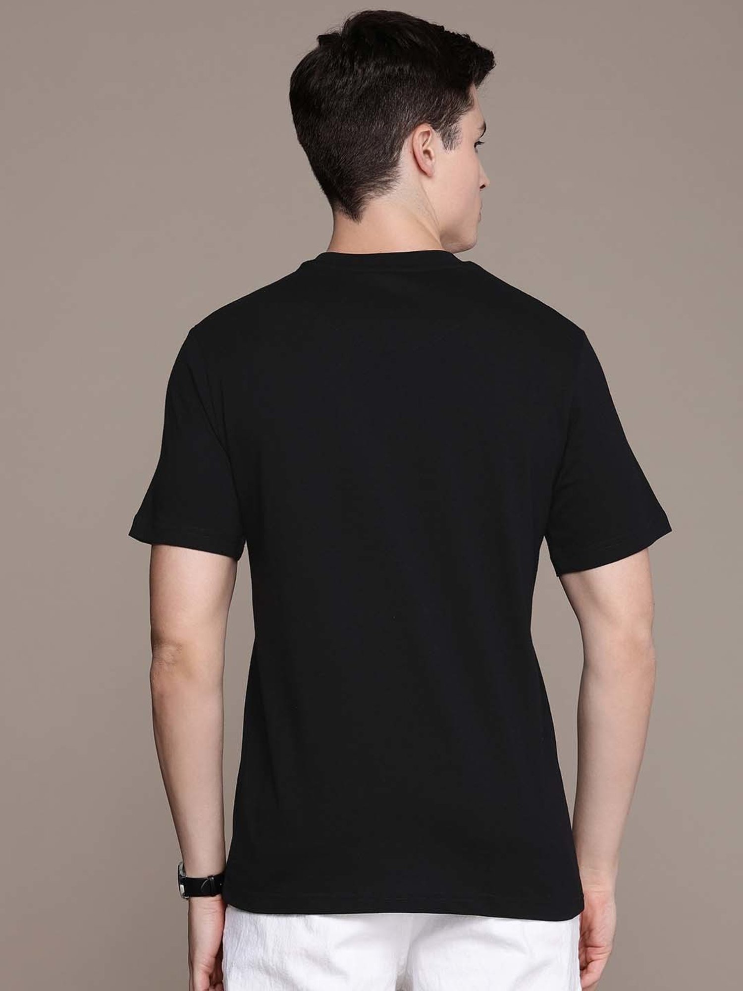 Burnt Umber Black Regular Fit Printed T-Shirt