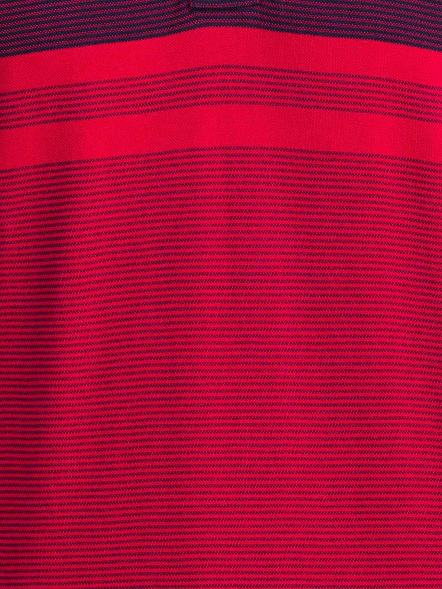 ColorPlus Red Cotton Tailored Fit Striped Polo T-Shirt