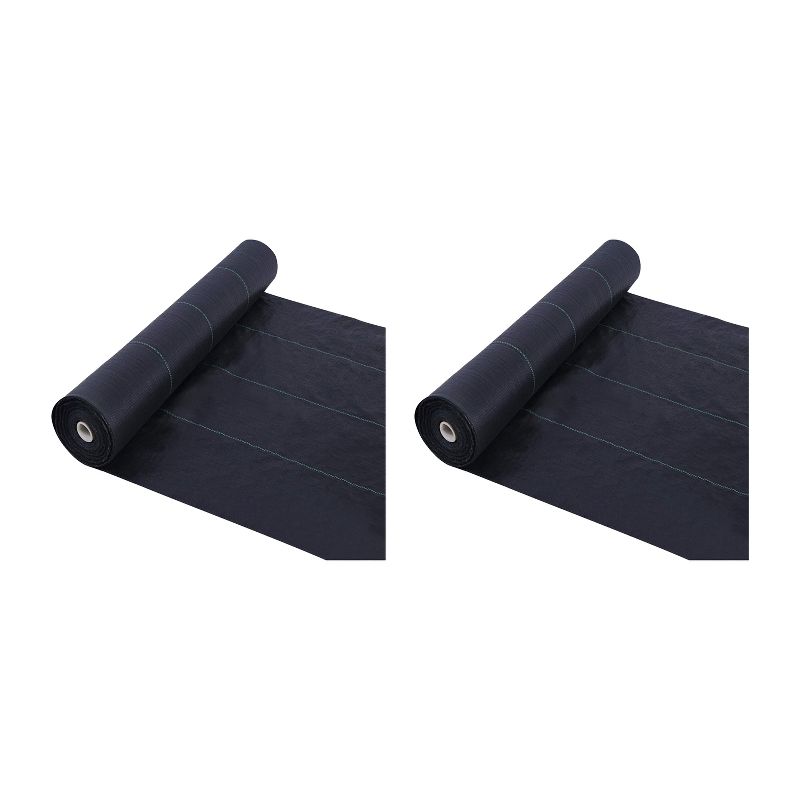 Agfabric Heavy Duty 3 Ounce Woven Weatherproof Weed Barrier Garden Landscape Ground Fabric Cover Mat, 3 Foot Wide x 100 Foot Long, Black (2 Pack)