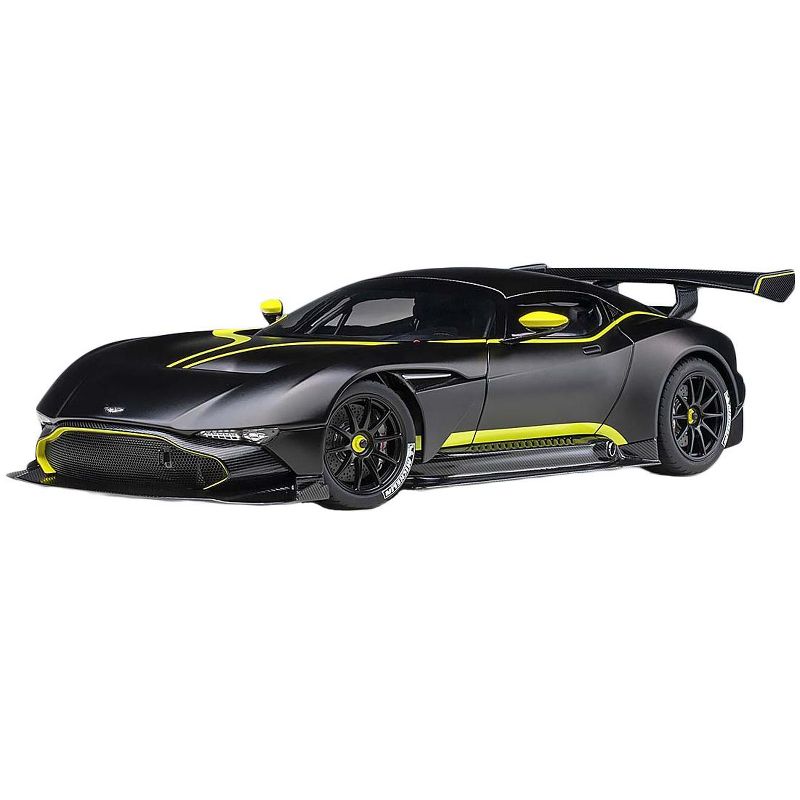 Aston Martin Vulcan Matt Black with Lime Green Stripes 1/18 Model Car by Autoart