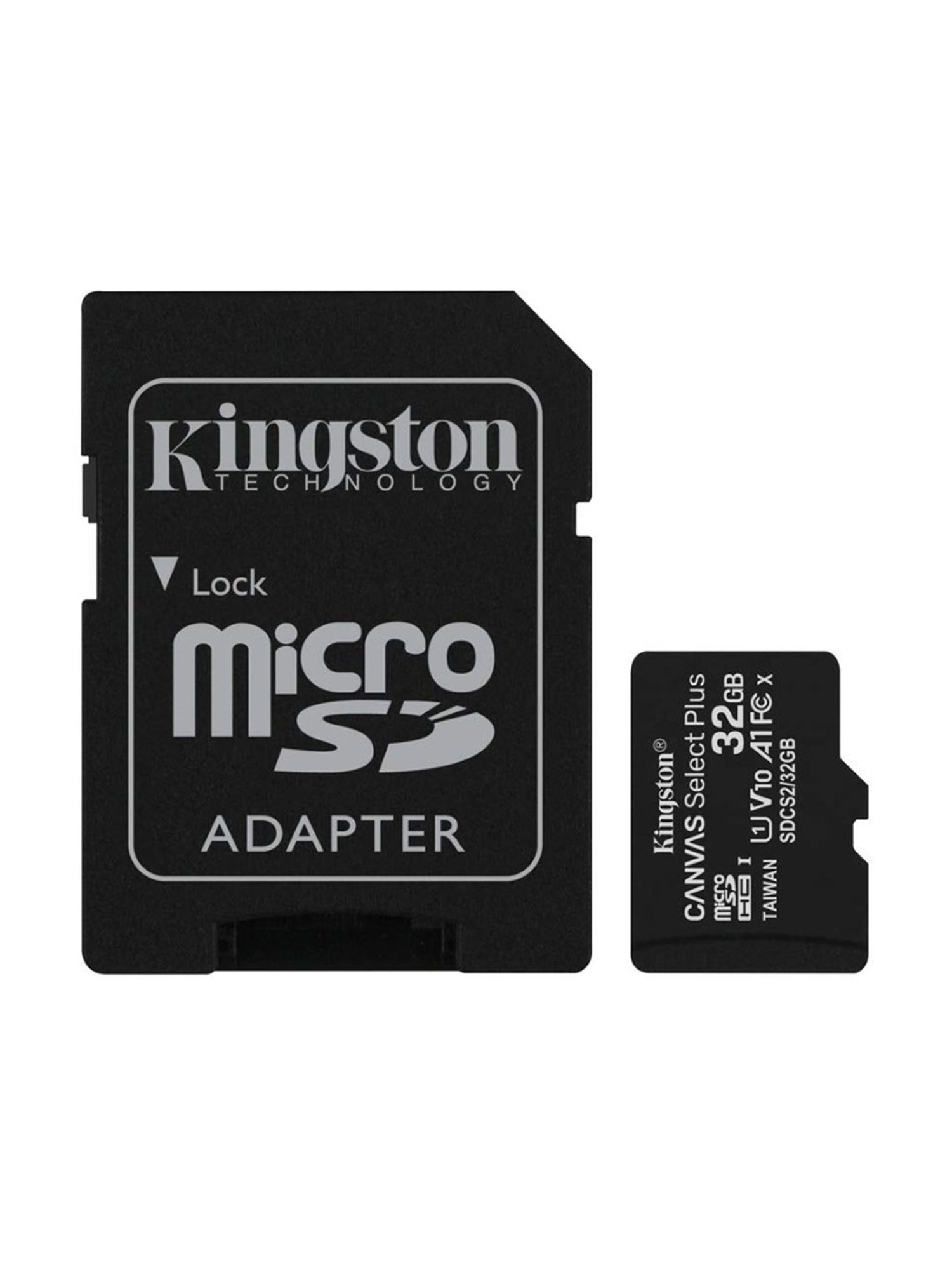 Kingston 32 GB Class 10 Micro SD Memory Card with SD Adapter (Canvas Select Plus, Black)