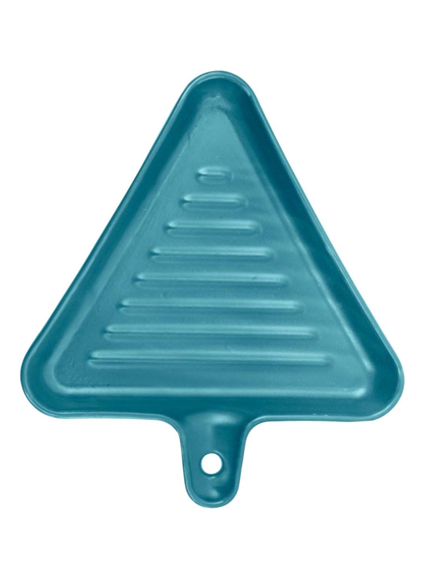 Clay Craft Teal Blue Ceramic Triangle-Shaped Grill Plate