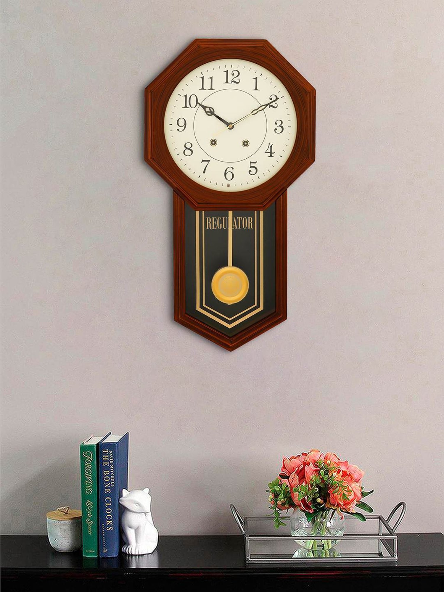 CHRONIKLE Vertical Brown Wood Wall Clock