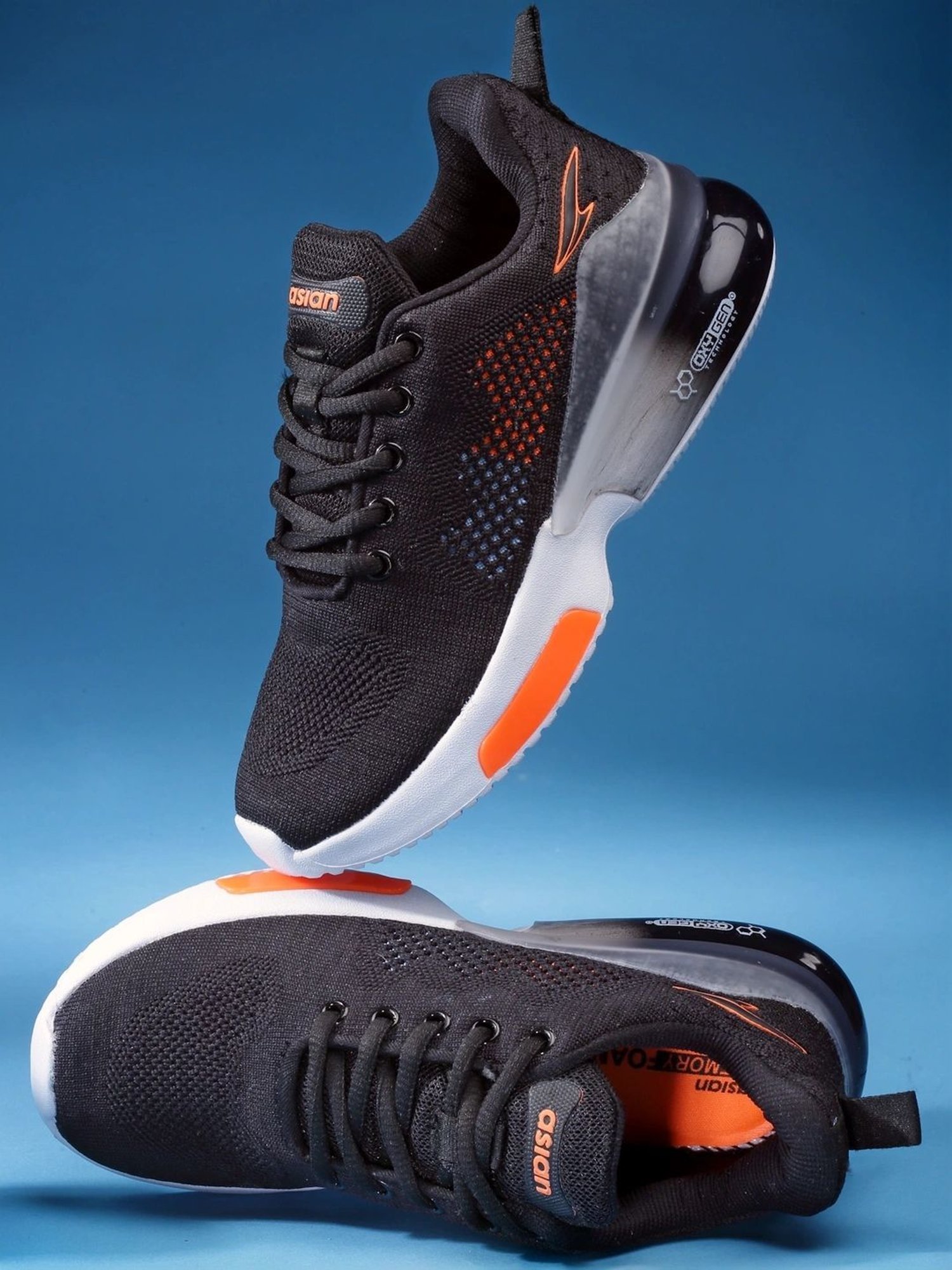 Asian Kids Black Running Shoes