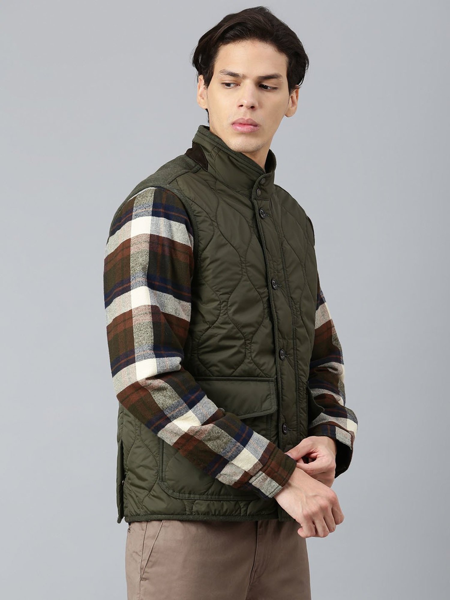 Woods Olive Regular Fit Quilted Jacket