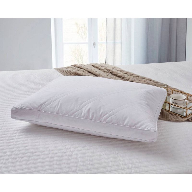 Cotton Quilted White Goose Feather and Down Pillow 2pk White - Blue Ridge Home Fashions