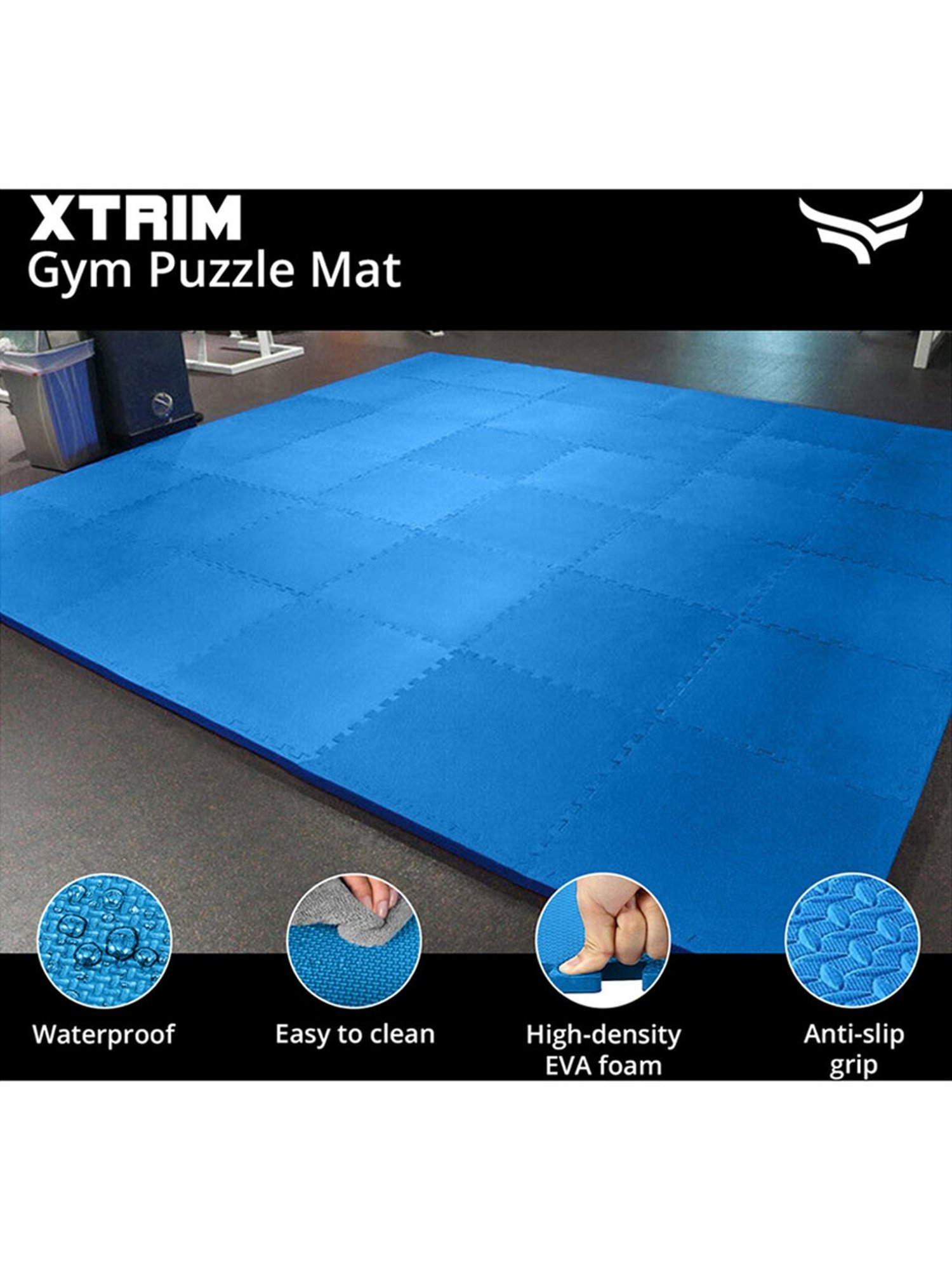 Xtrim Puzzle Exercise Mat with EVA Foam (Blue) Size - 10mm