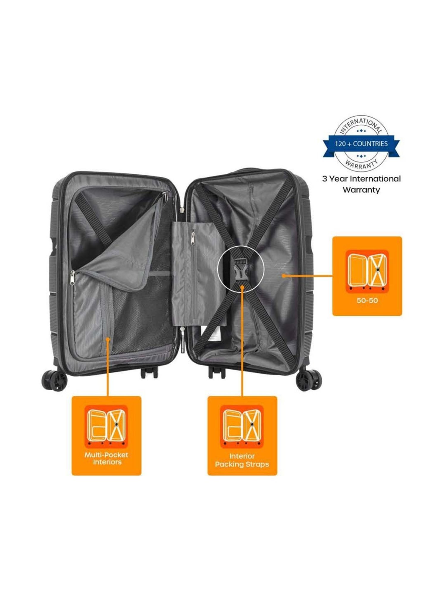 American Tourister Linex Black Textured Hard Large Trolley Bag - 54 cm