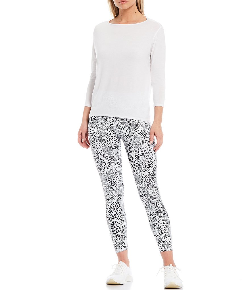 Kinesis Mid Rise Confetti Dot Print Crop Leggings