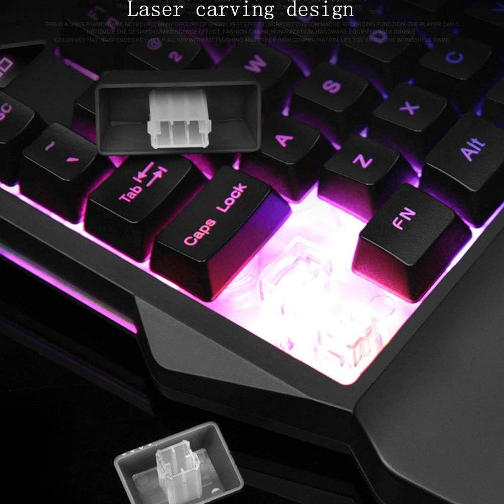 QCSMegy One-Handed Keyboard RGB Light Effect Game Keyboard to Eat Chicken LOL Hand Game Keyboard (Color : Mixed Version)