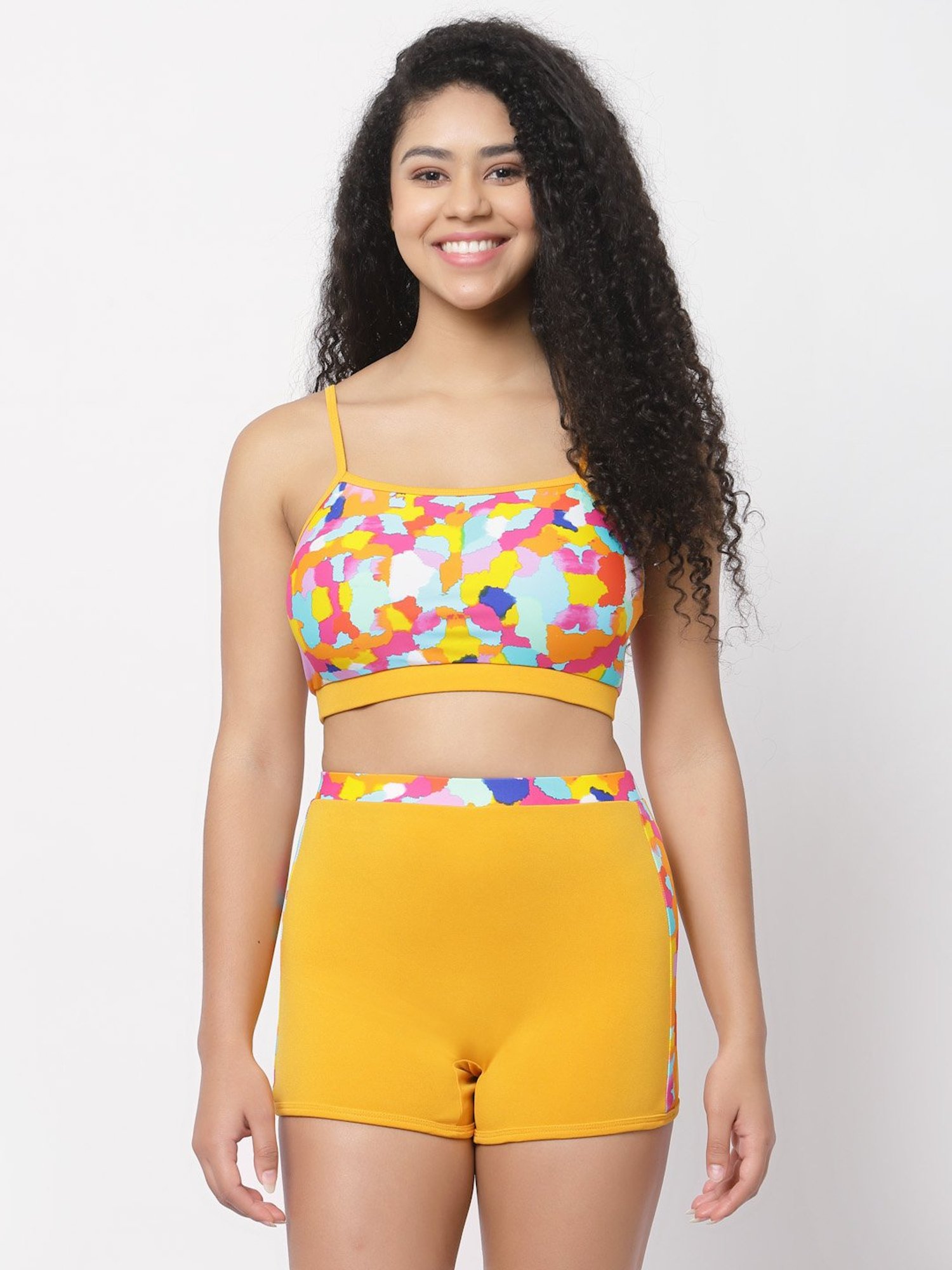 Cukoo Yellow Printed Swimwear Set