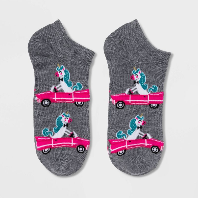 Women's Sparkly Unicorn in Convertible Low Cut Socks - Xhilaration™ Heather Gray 4-10