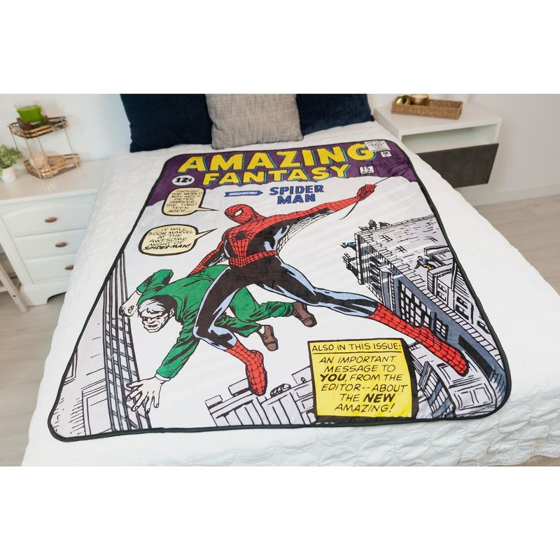 Surreal Entertainment Marvel Spider-Man Amazing Fantasy No. 15 Fleece Throw Blanket | 60 x 45 Inches