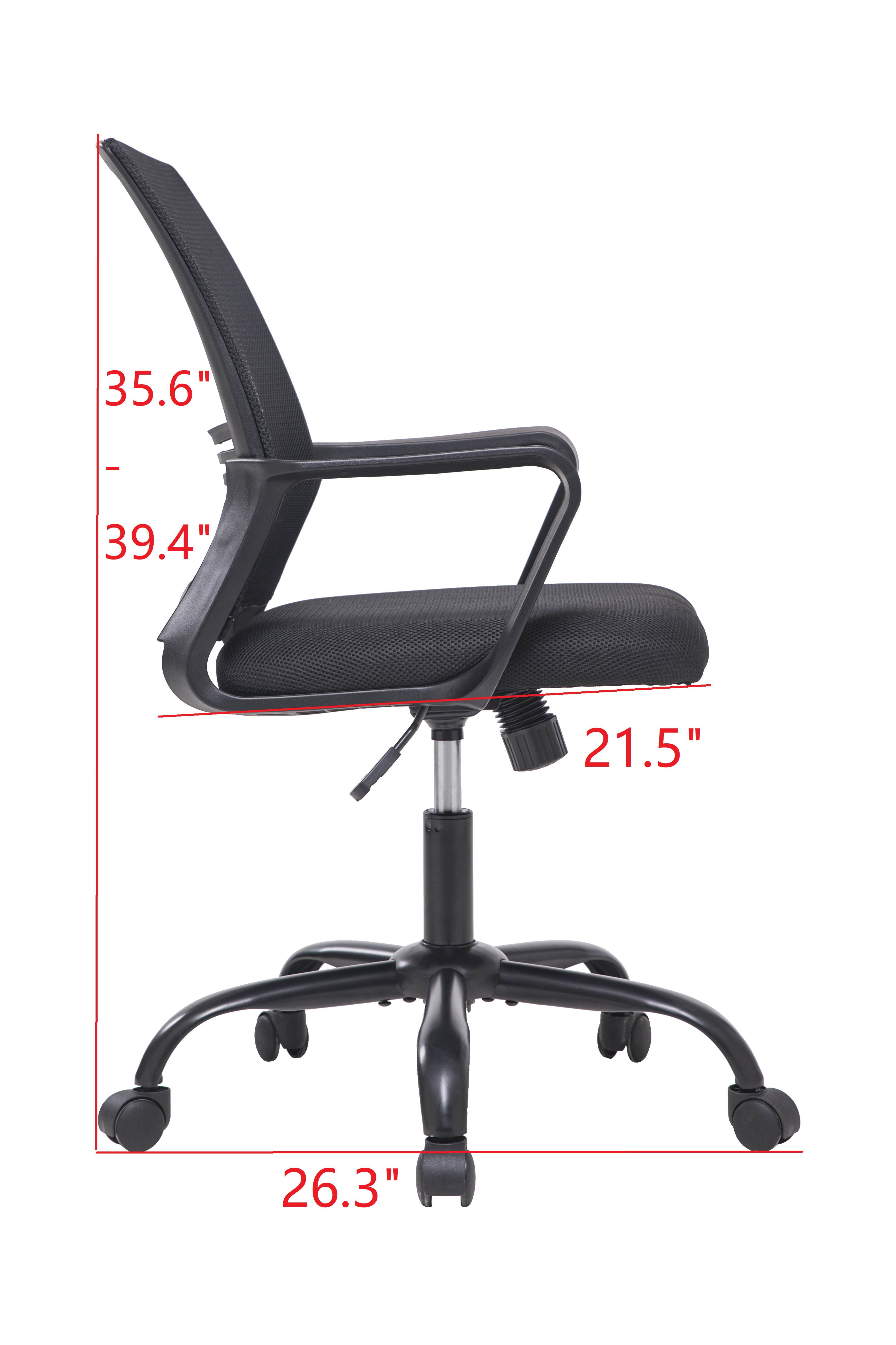 Office Chair Ergonomic Mid Back Swivel Mesh Chair with Armrest (Black)