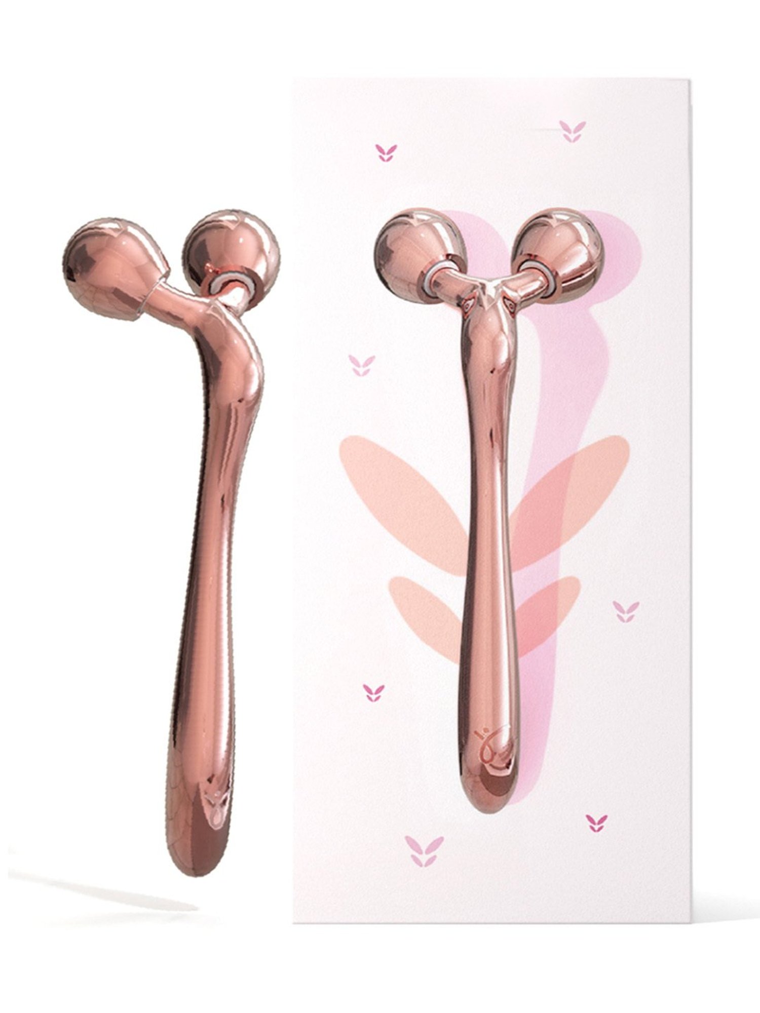 Caresmith Bloom Solid Metal Face Roller, Cooling Face Sculpting for Women (Rose Gold)
