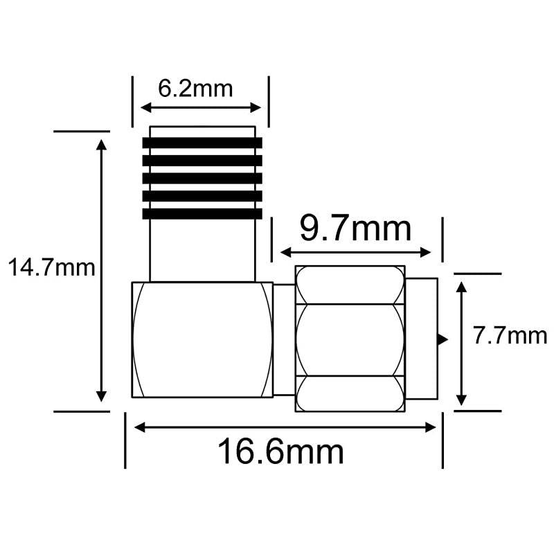 Male to Female Right Angle 90-Degree Adapter Gold Plated Contacts Pack of 2