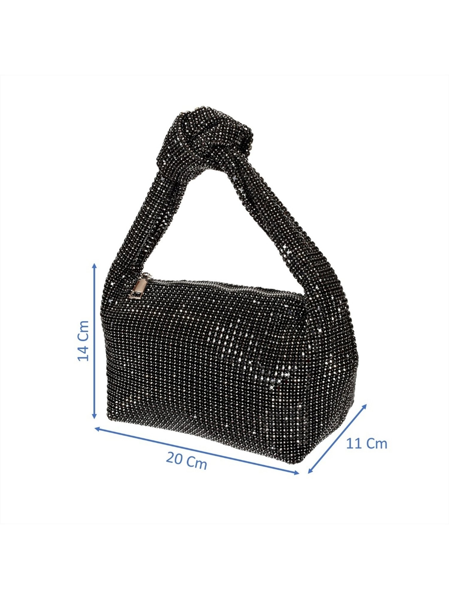 SASSORA RIM Black Leather Embellished small Handbag