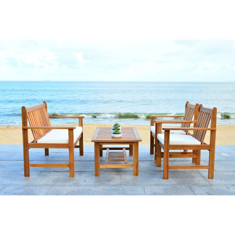 Cyprus 4-Piece Patio Conversation Furniture Set - Brown - Safavieh